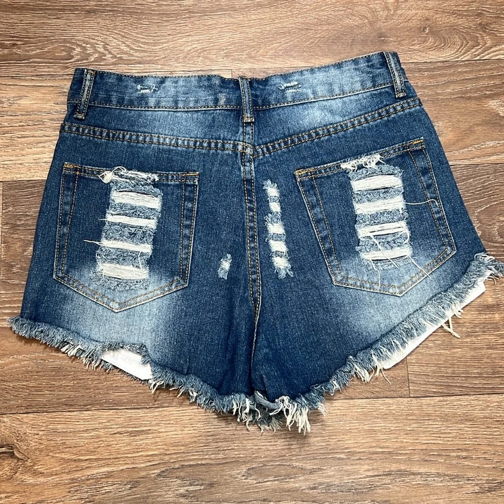 Women’s Distressed Shorts Denim‎ Cut Off USA Flag Accent ‘Merica Stars Stripes 8